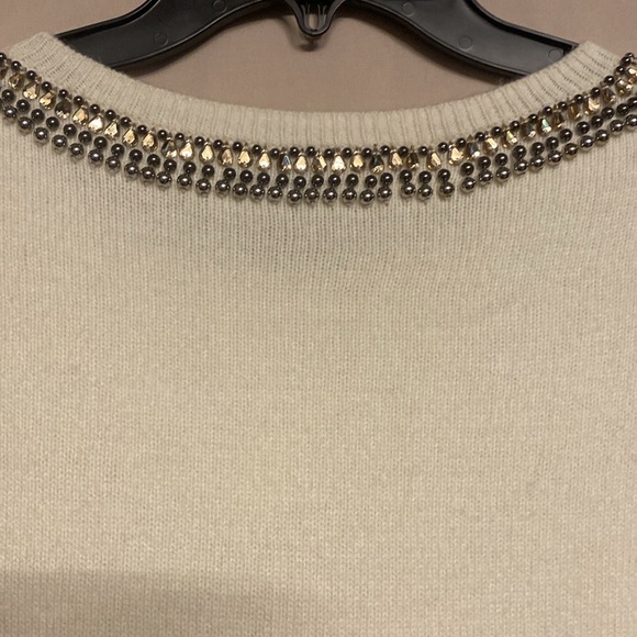 NWT Talbots Woman Embellished Neck Sweater, Size 1X Color Ivory - Picture 8 of 9